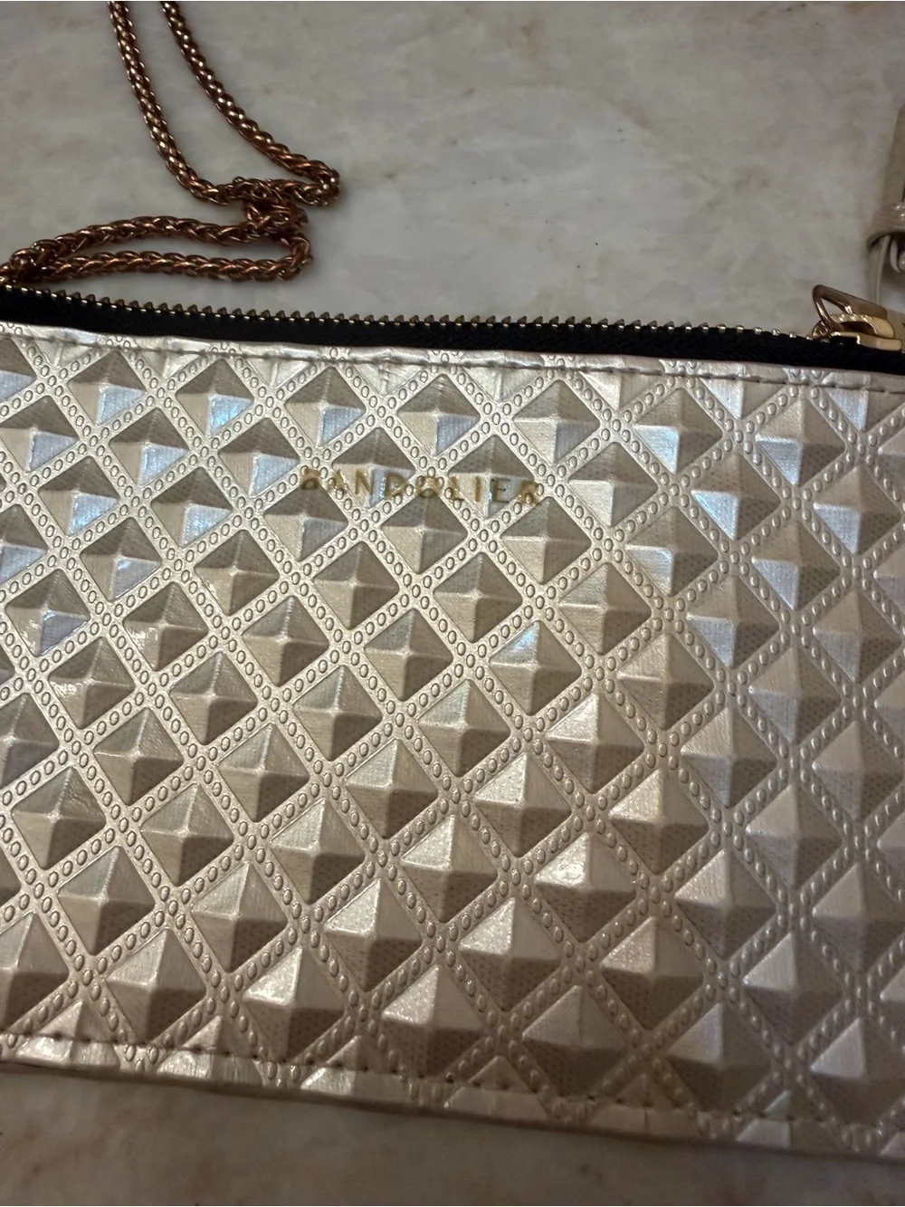Bandolier Sheila pyramid pouch cream color metallic